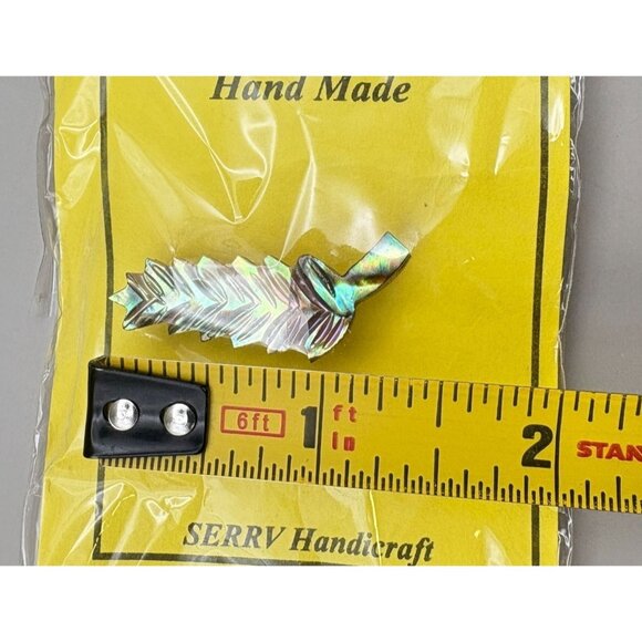 Vintage Mother of Pearl Handcrafted Leaf Pin Brooch Serrv Handicraft West Bank - Picture 4 of 8